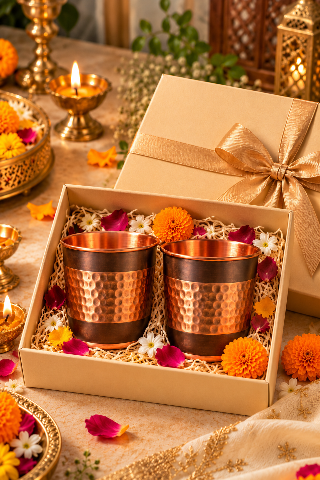 The Paisley Pour Copper Glass Gift Set | 99% Pure Copper Glasses 300ml 1219 Avenue