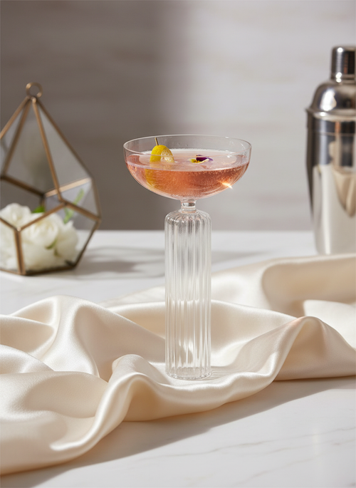 Totem Flutted Stem Coupe Glasses Set Of 2 | Luxury Cocktail & Champagne Glasses 1219 Avenue India