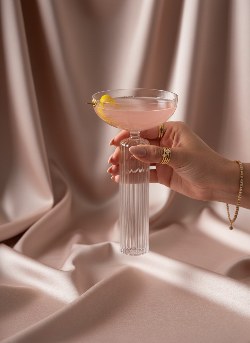 Totem Flutted Stem Coupe Glasses Set Of 2 | Luxury Cocktail & Champagne Glasses 1219 Avenue India