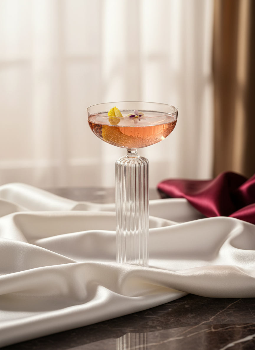 Totem Flutted Stem Coupe Glasses Set Of 2 | Luxury Cocktail & Champagne Glasses 1219 Avenue India