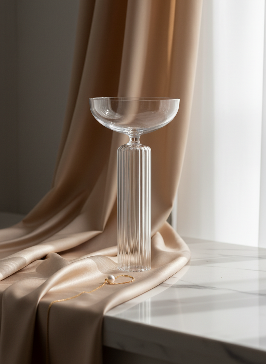 Totem Flutted Stem Coupe Glasses Set Of 2 | Luxury Cocktail & Champagne Glasses 1219 Avenue India