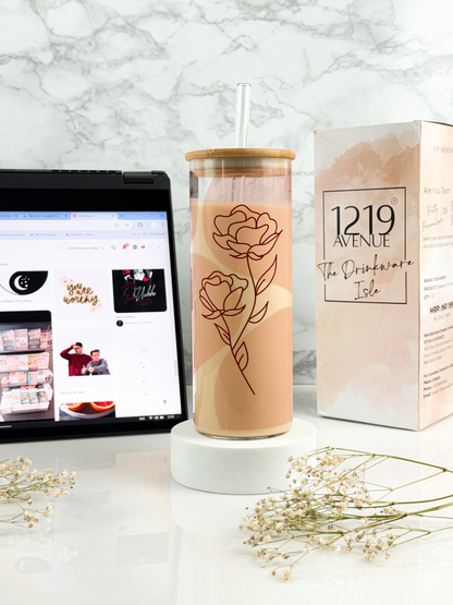 Clear Grande Sipper 650ml| The Love Rose Print| 22 oz Coffee Tumbler with Straw and Lid