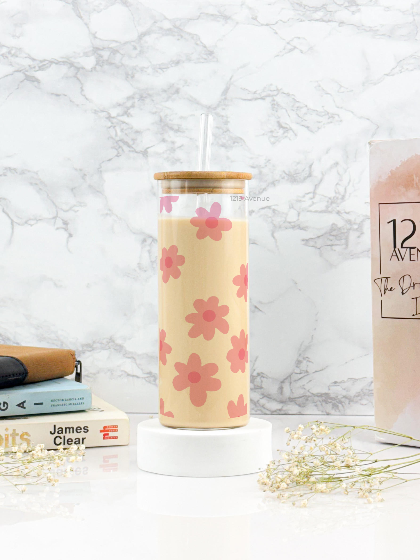 Clear Grande Sipper 650ml| Blossom Flowers  Print| 22 oz Coffee Tumbler with Straw and Lid