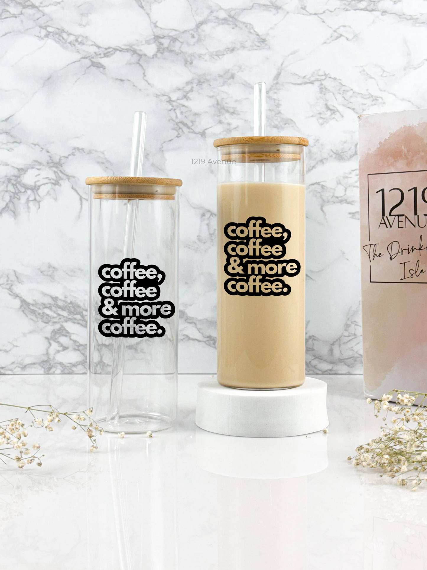 Clear Grande Sipper 650ml| Coffee Coffee Print| 22 oz Coffee Tumbler with Straw and Lid