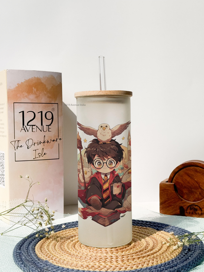 Frosted Grande Sipper 650ml| Harry Potter Print| 20oz Tall Tumbler with straw and lid
