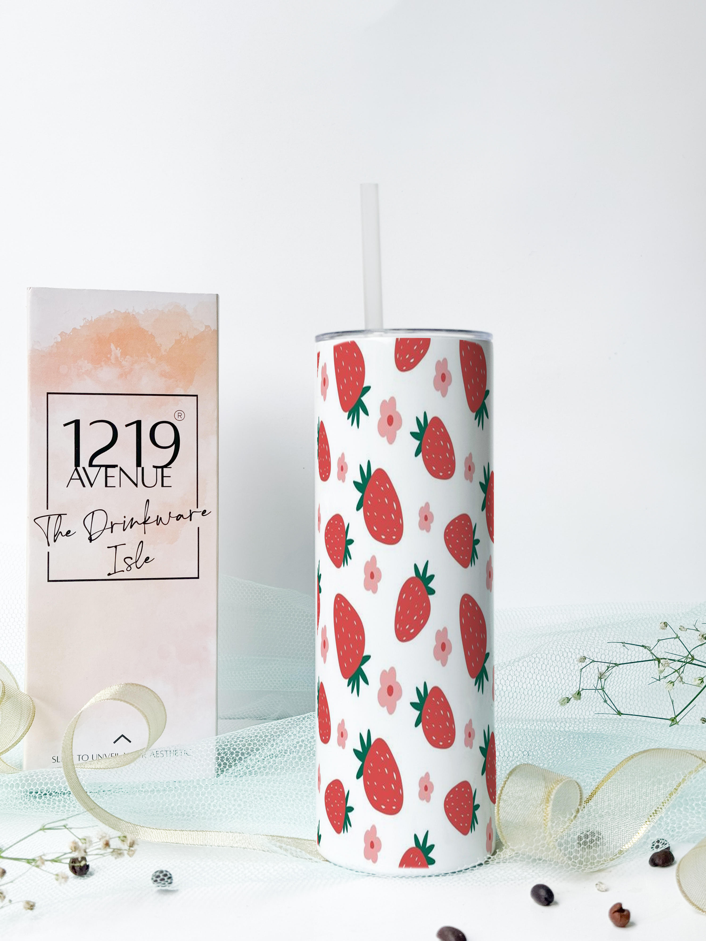 Colossal Tumbler 750ML with silicon straw| Berries All Over Print |Double Walled Insulated Tumbler