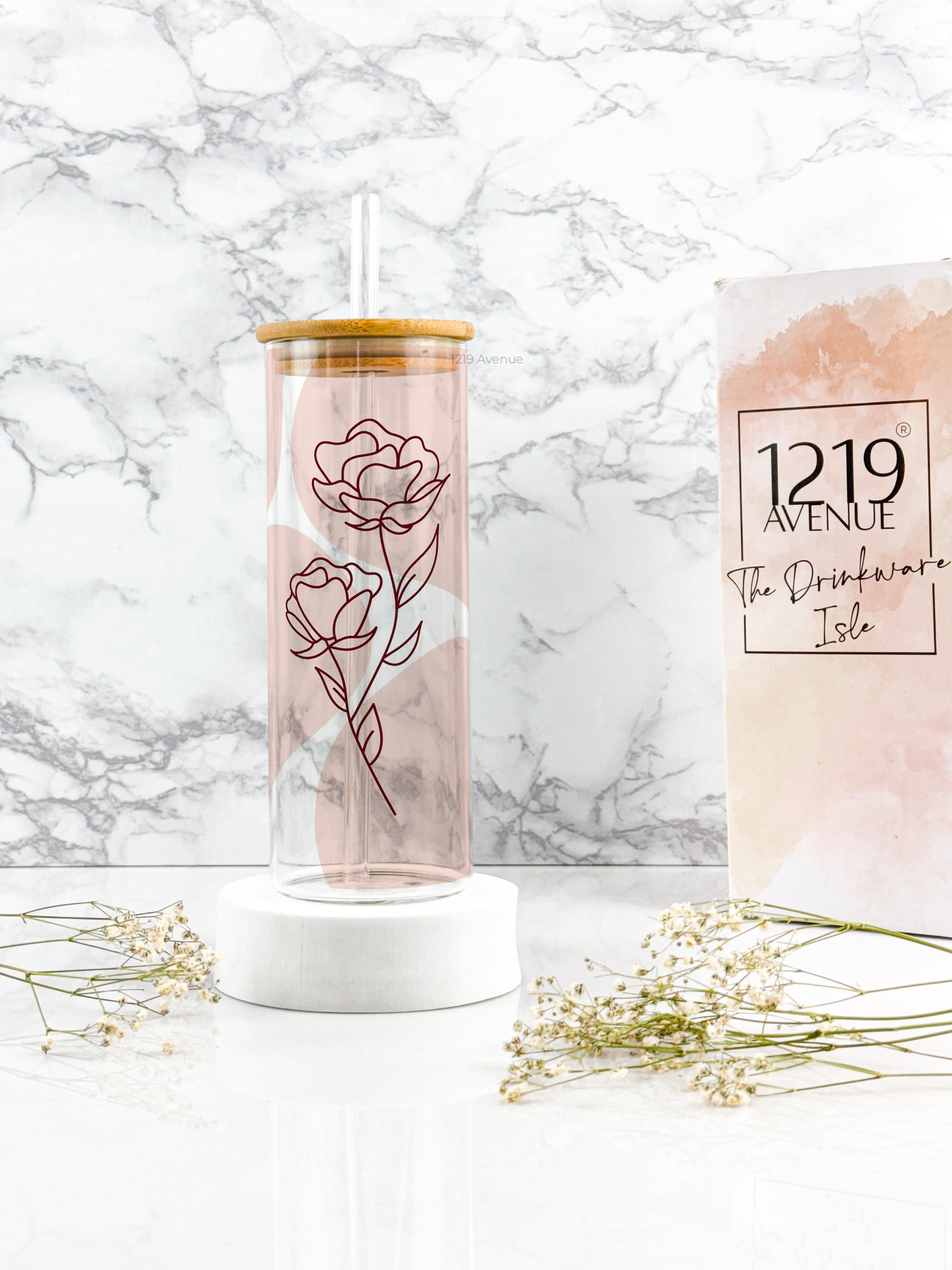 Clear Grande Sipper 650ml| The Love Rose Print| 22 oz Coffee Tumbler with Straw and Lid