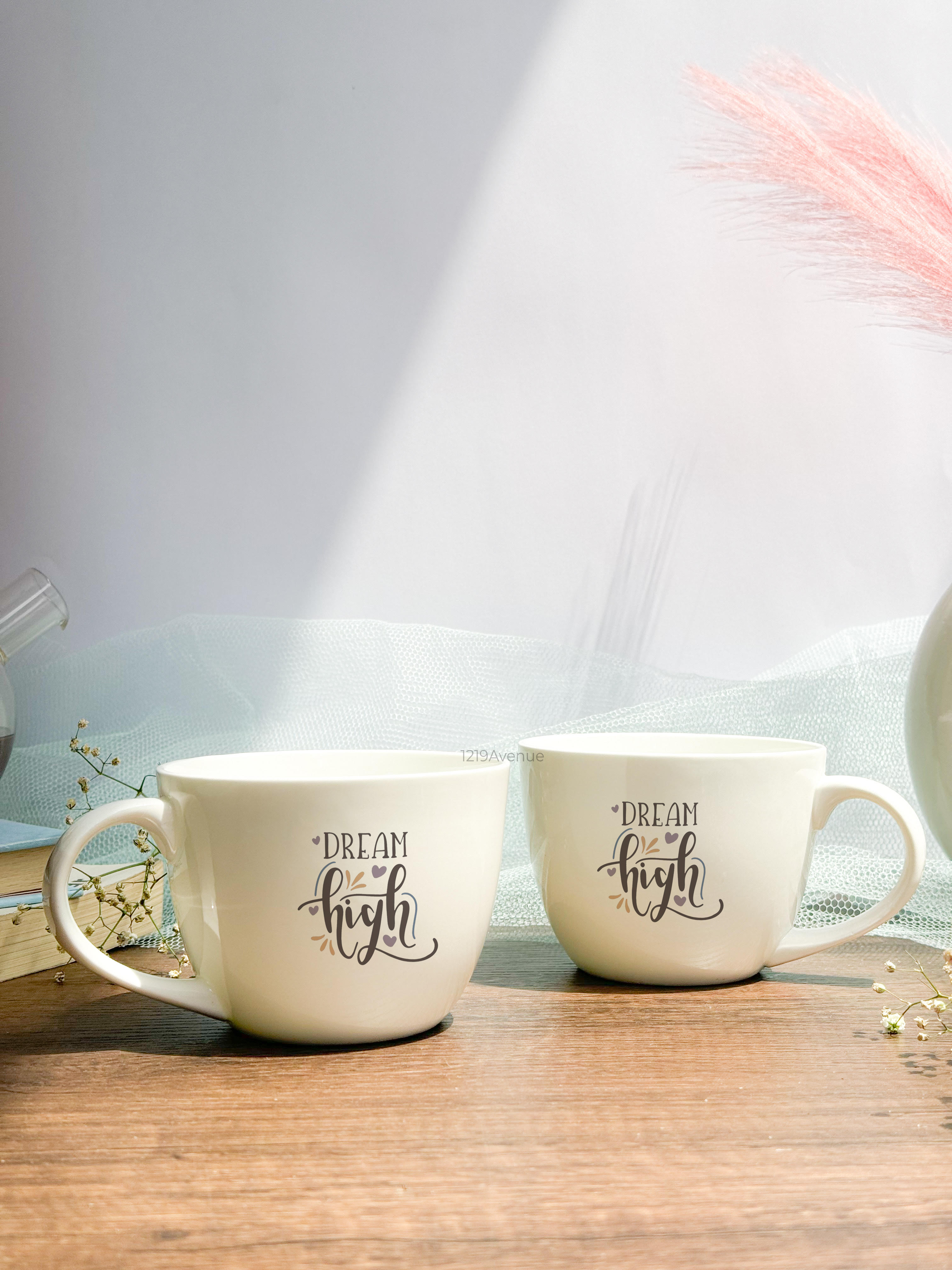 Grande Ceramic Cups |420ml | Dream High Permanent Print | Premium Ceramic Cups