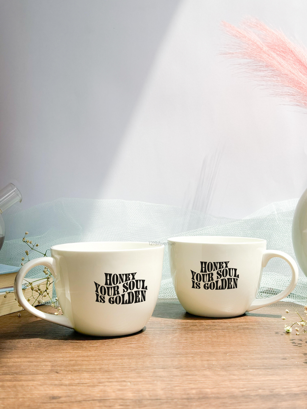 Grande Ceramic Cups |420ml |Golden Soul Permanent Print | Premium Ceramic Cups