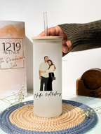 Personalized Frosted Grande Sipper 650 ml |Vector Print | Coffee Glass Tumbler with straw and lid 22oz