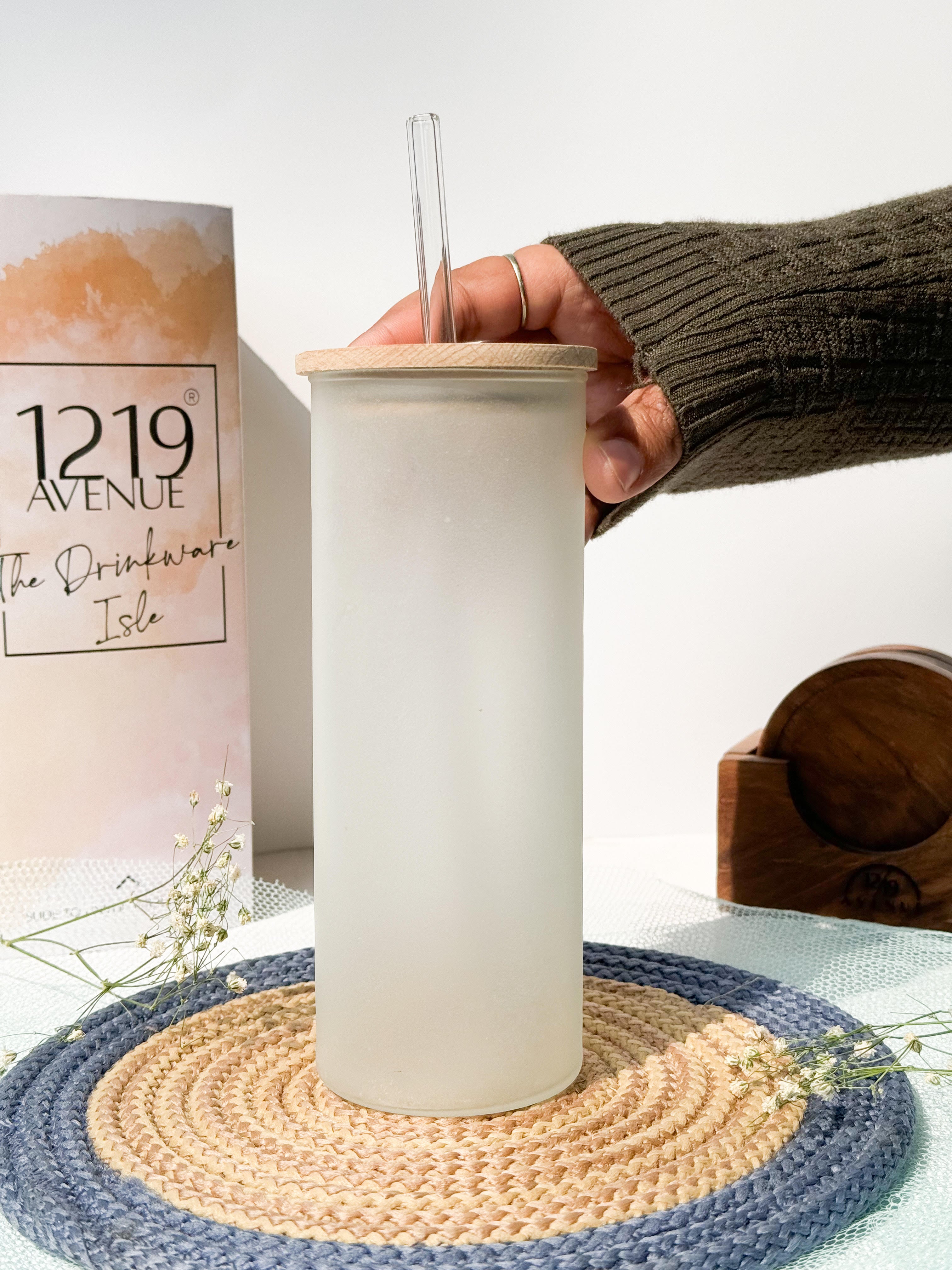 Personalized Frosted Grande Sipper 650 ml |Retro Way Name | Coffee Glass Tumbler with straw and lid 22oz