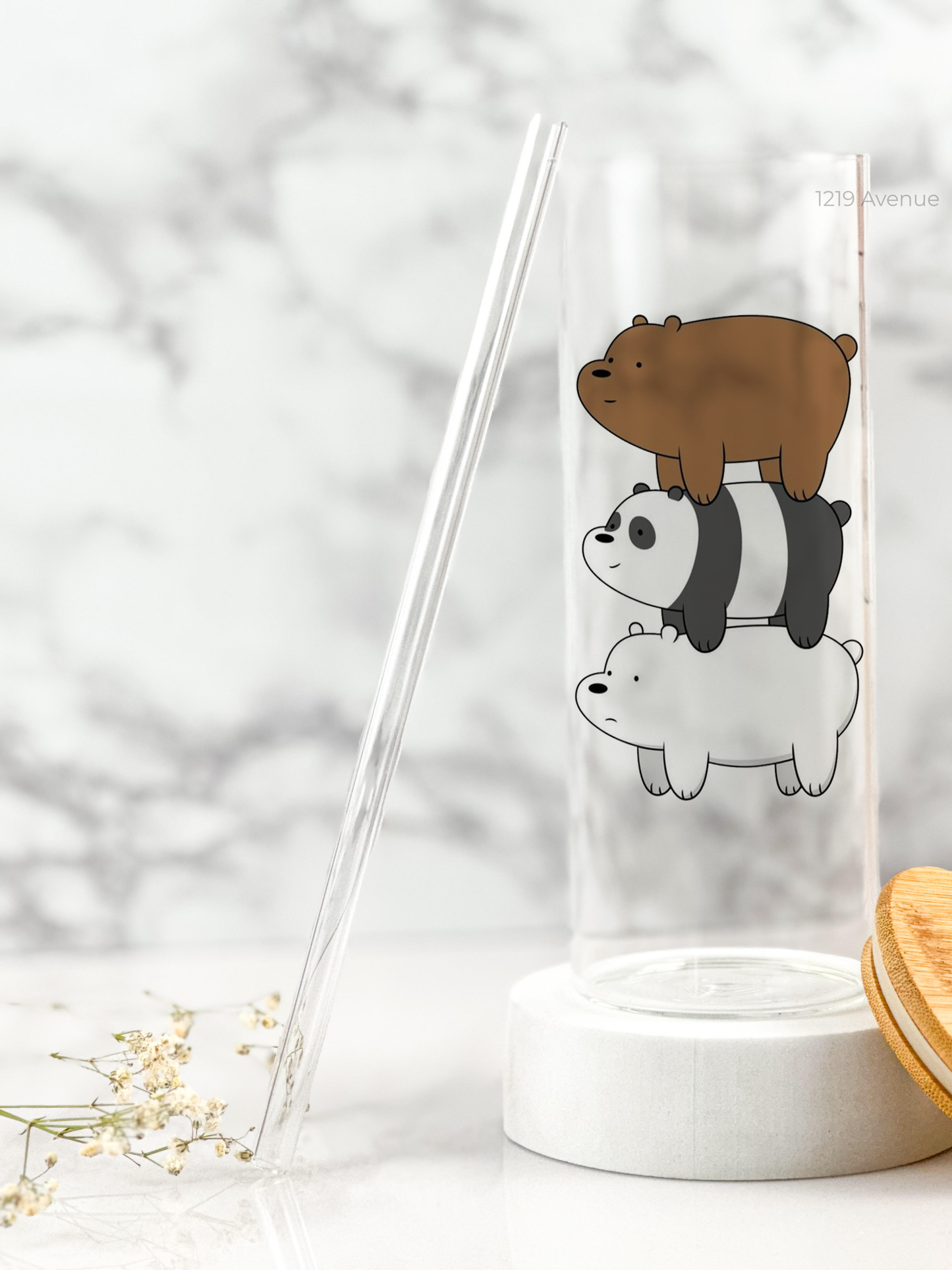 Clear Grande Sipper 650ml| Up and About Bears Print| 22 oz Coffee Tumbler with Straw and Lid