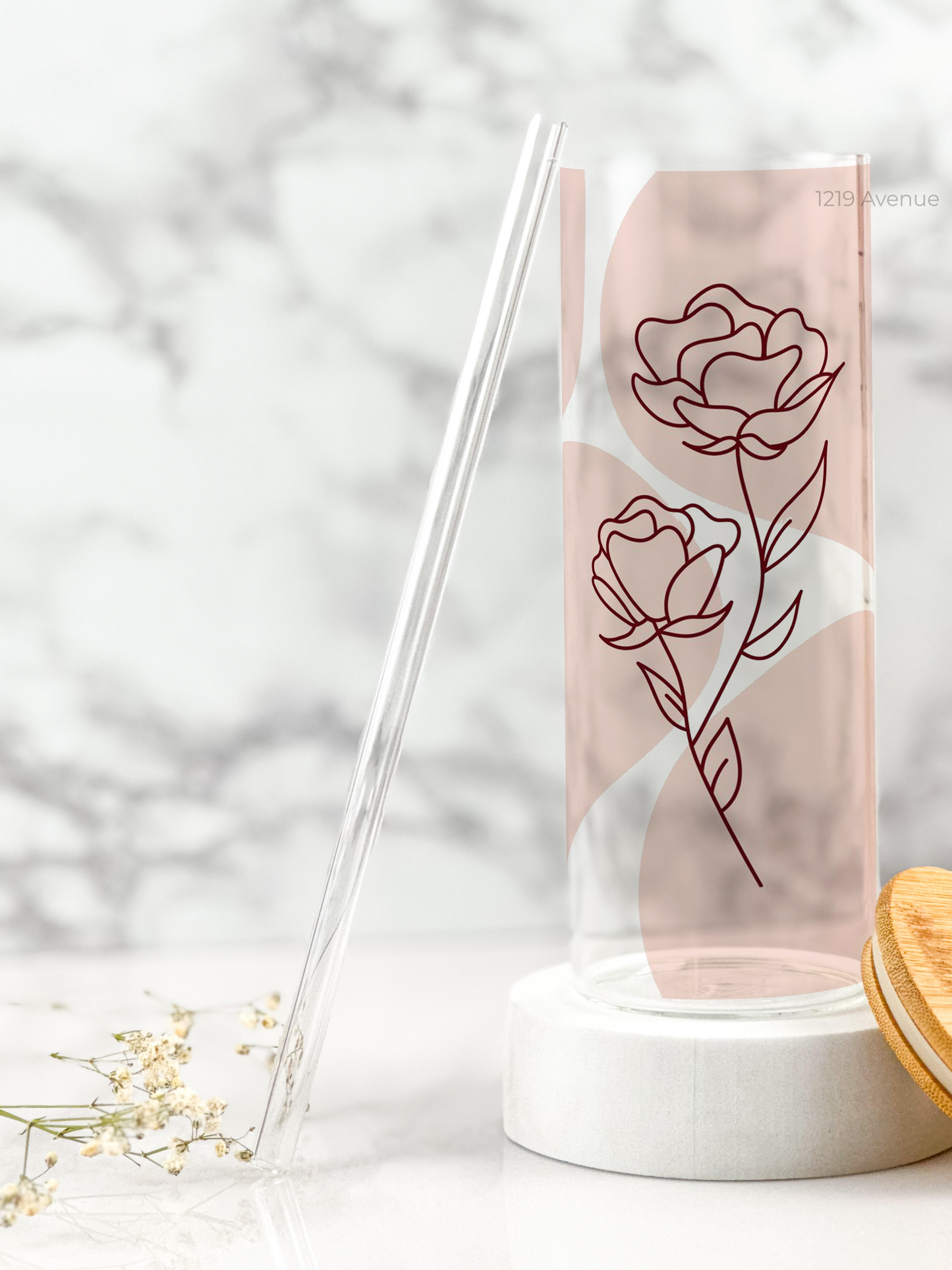 Clear Grande Sipper 650ml| The Love Rose Print| 22 oz Coffee Tumbler with Straw and Lid