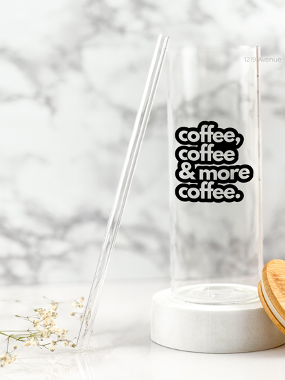 Clear Grande Sipper 650ml| Coffee Coffee Print| 22 oz Coffee Tumbler with Straw and Lid