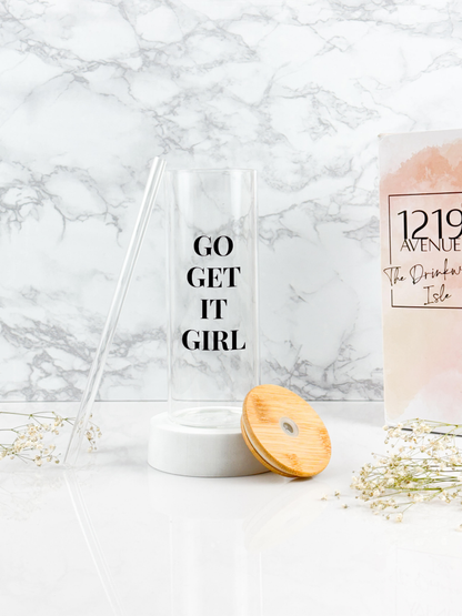 Clear Grande Sipper 650ml| Go Get It Girl Print| 22 oz Coffee Tumbler with Straw and Lid