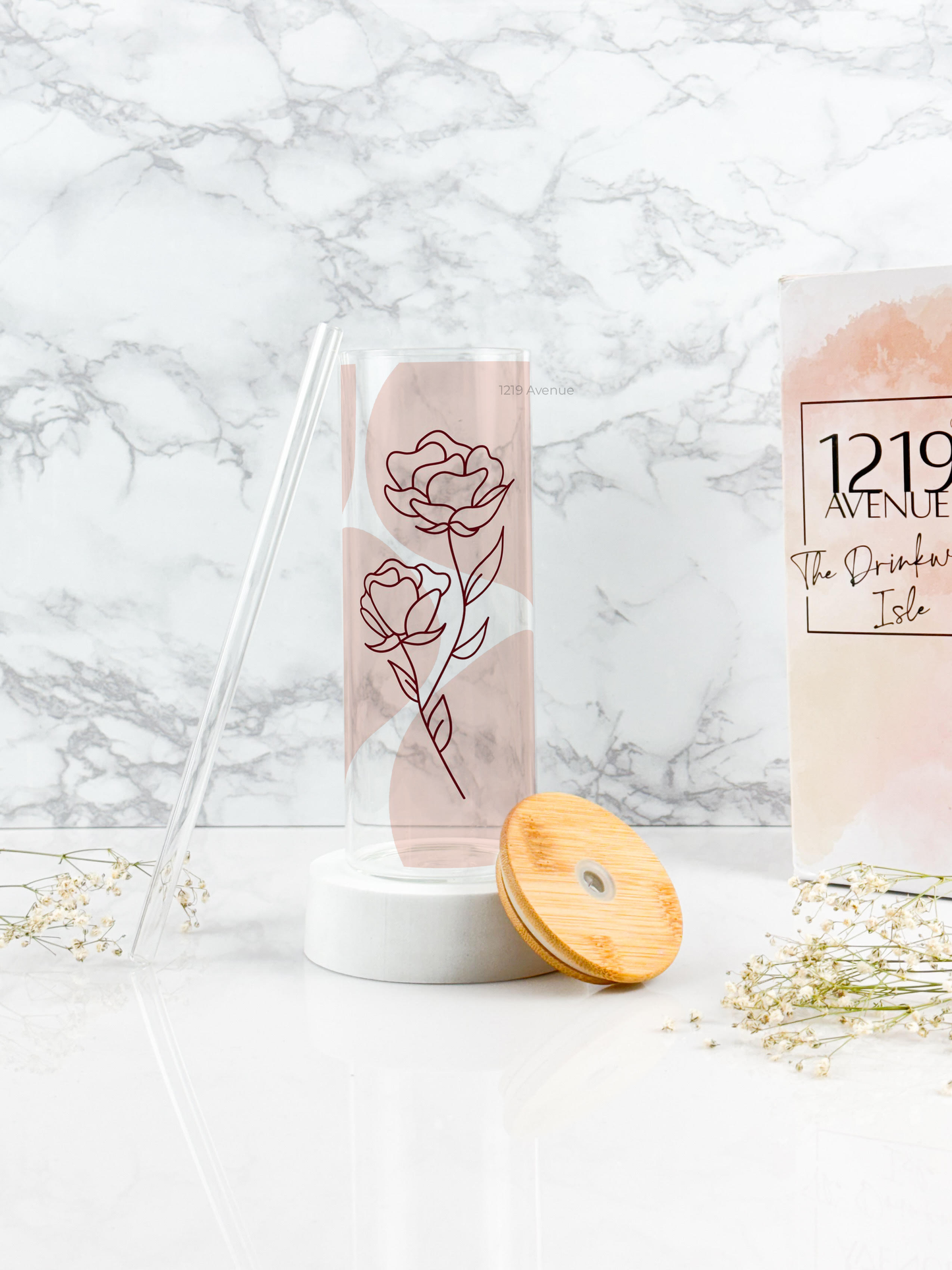 Clear Grande Sipper 650ml| The Love Rose Print| 22 oz Coffee Tumbler with Straw and Lid