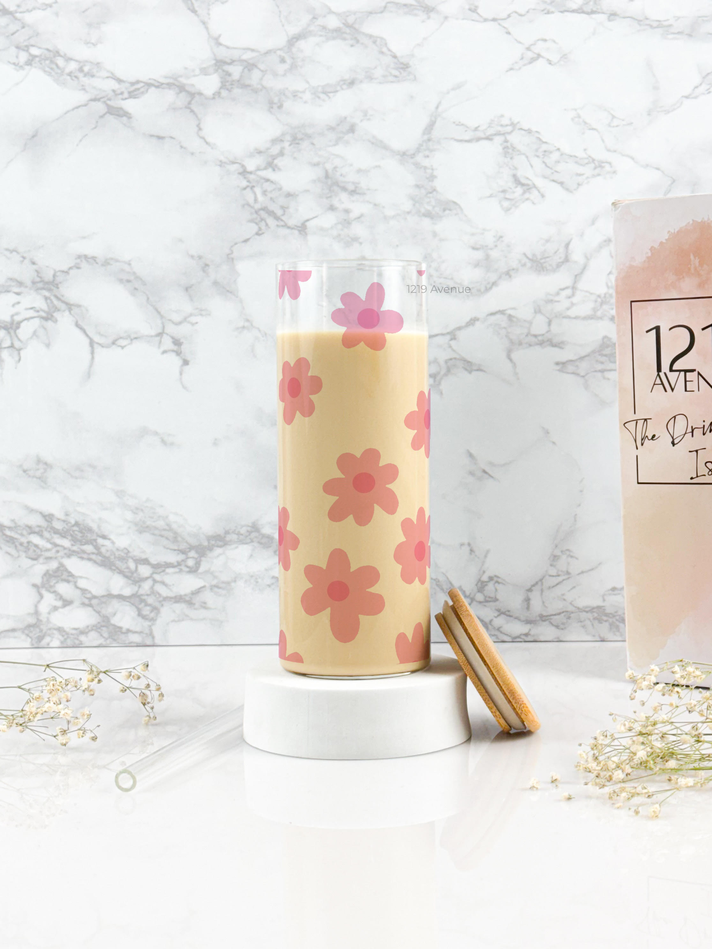 Clear Grande Sipper 650ml| Blossom Flowers  Print| 22 oz Coffee Tumbler with Straw and Lid