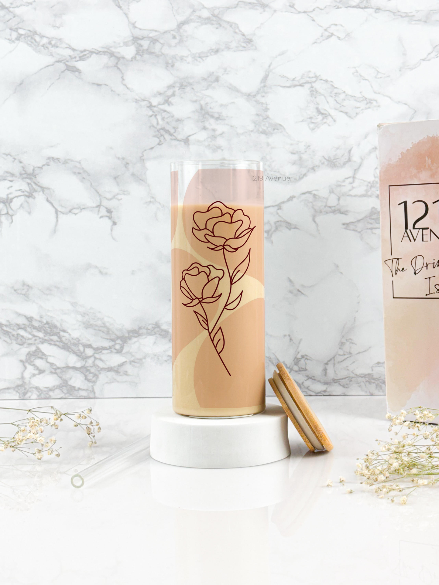 Clear Grande Sipper 650ml| The Love Rose Print| 22 oz Coffee Tumbler with Straw and Lid