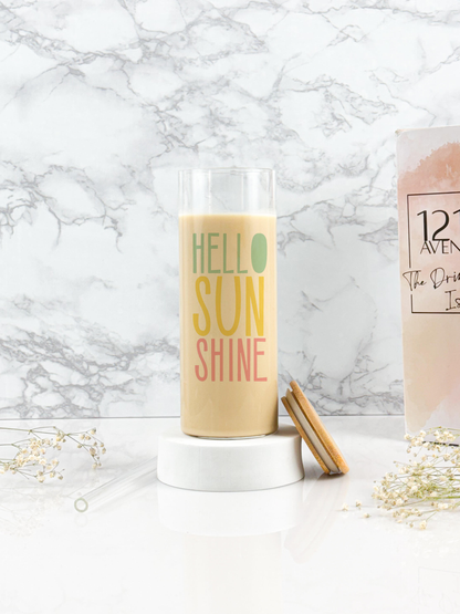 Clear Grande Sipper 650ml| Hello Sun Shine Print| 22 oz Coffee Tumbler with Straw and Lid