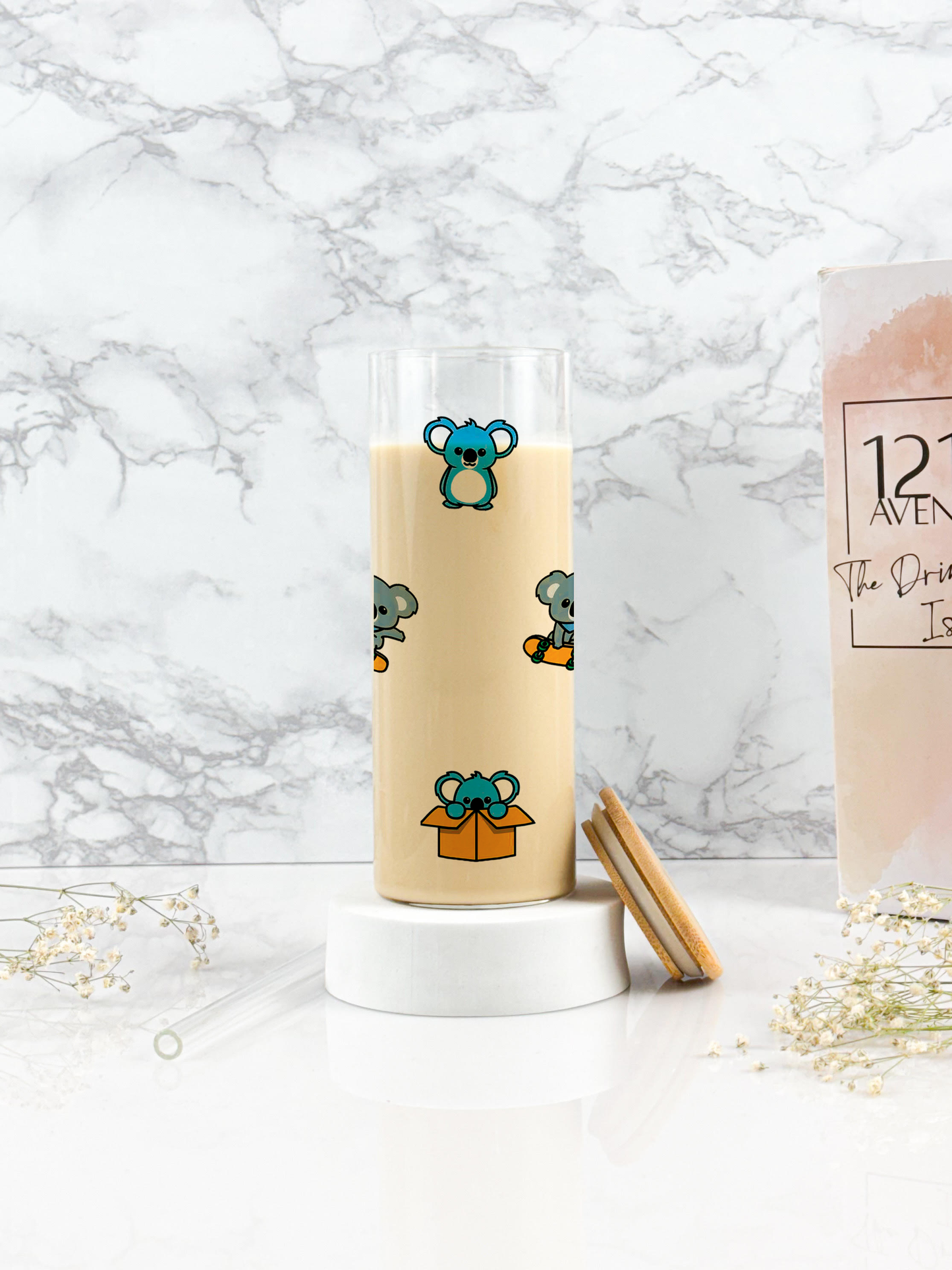 Clear Grande Sipper 650ml| Koala"s Print| 22 oz Coffee Tumbler with Straw and Lid