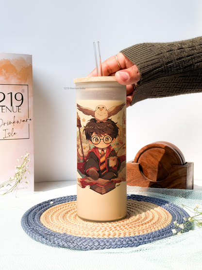 Frosted Grande Sipper 650ml| Harry Potter Print| 20oz Tall Tumbler with straw and lid