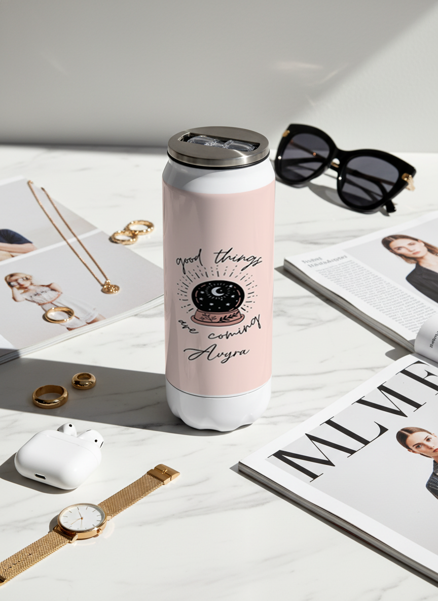Personalized Ivora Metal Can Sipper 500 ML | Celestial Promise Print | Double Walled Hot & Cold Tumbler