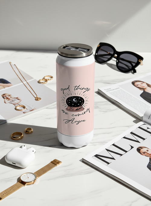 Personalized Ivora Metal Can Sipper 500 ML | Celestial Promise Print | Double Walled Hot & Cold Tumbler