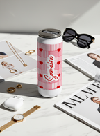Personalized Ivora Metal Can Sipper 500 ML | Heart Quilt Print | Double Walled Hot & Cold Tumbler