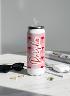 Personalized Ivora Metal Can Sipper 500 ML | Heart Quilt Print | Double Walled Hot & Cold Tumbler
