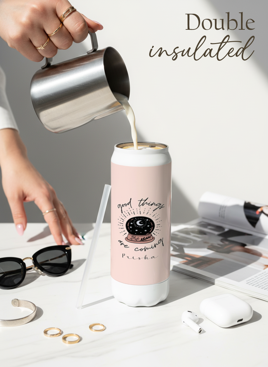 Personalized Ivora Metal Can Sipper 500 ML | Celestial Promise Print | Double Walled Hot & Cold Tumbler