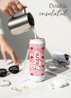 Personalized Ivora Metal Can Sipper 500 ML | Heart Quilt Print | Double Walled Hot & Cold Tumbler