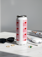 Personalized Ivora Metal Can Sipper 500 ML | Heart Quilt Print | Double Walled Hot & Cold Tumbler