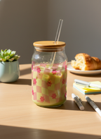 Can Shaped Sipper 500ml| Floral Gingham Print | 18oz Can Tumbler with lid, straw