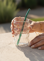 Mellow Ripple Bubble Glass Sipper 500ml | 18oz Mellow Ripple Bubble Glass Tumbler with straw