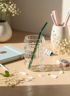 Mellow Ripple Bubble Glass Sipper 500ml | 18oz Mellow Ripple Bubble Glass Tumbler with straw