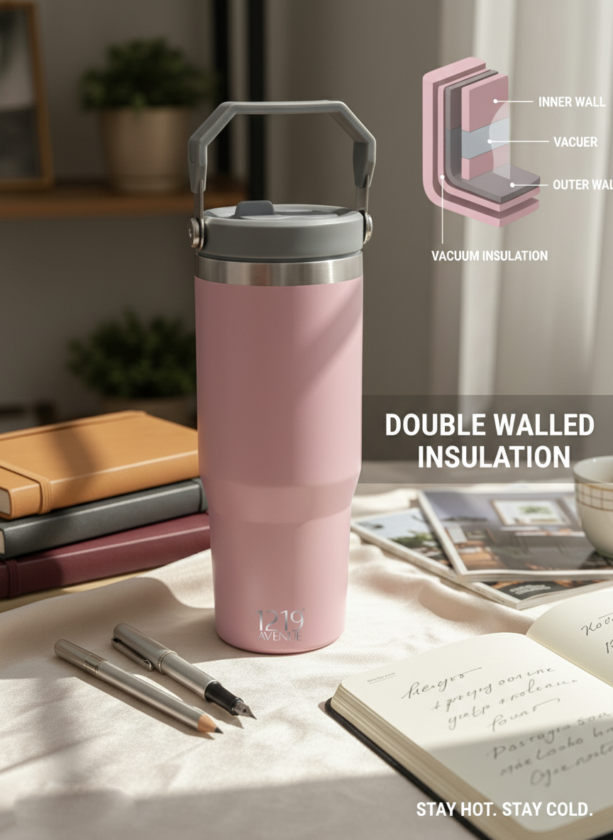 WayFay Tumbler Double Walled Insulated 12 hrs+ 1000 ML | 7 Colors| Premium Gifting | 1 Litre