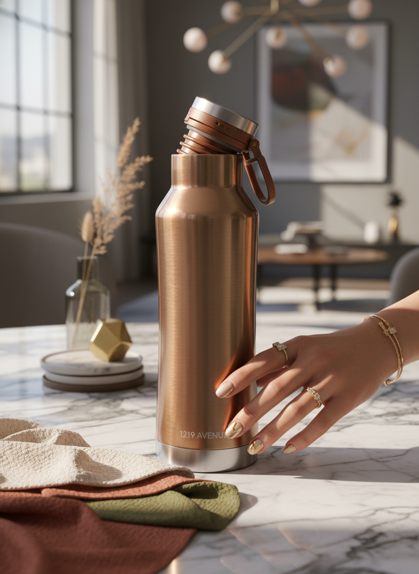 Elora Flip Top Lock Insulated Bottle – 750ml & 1000ml | 12hrs+ Hot & Cold | Premium Gifting | 3 Stunning Colors| 1 litre bottles