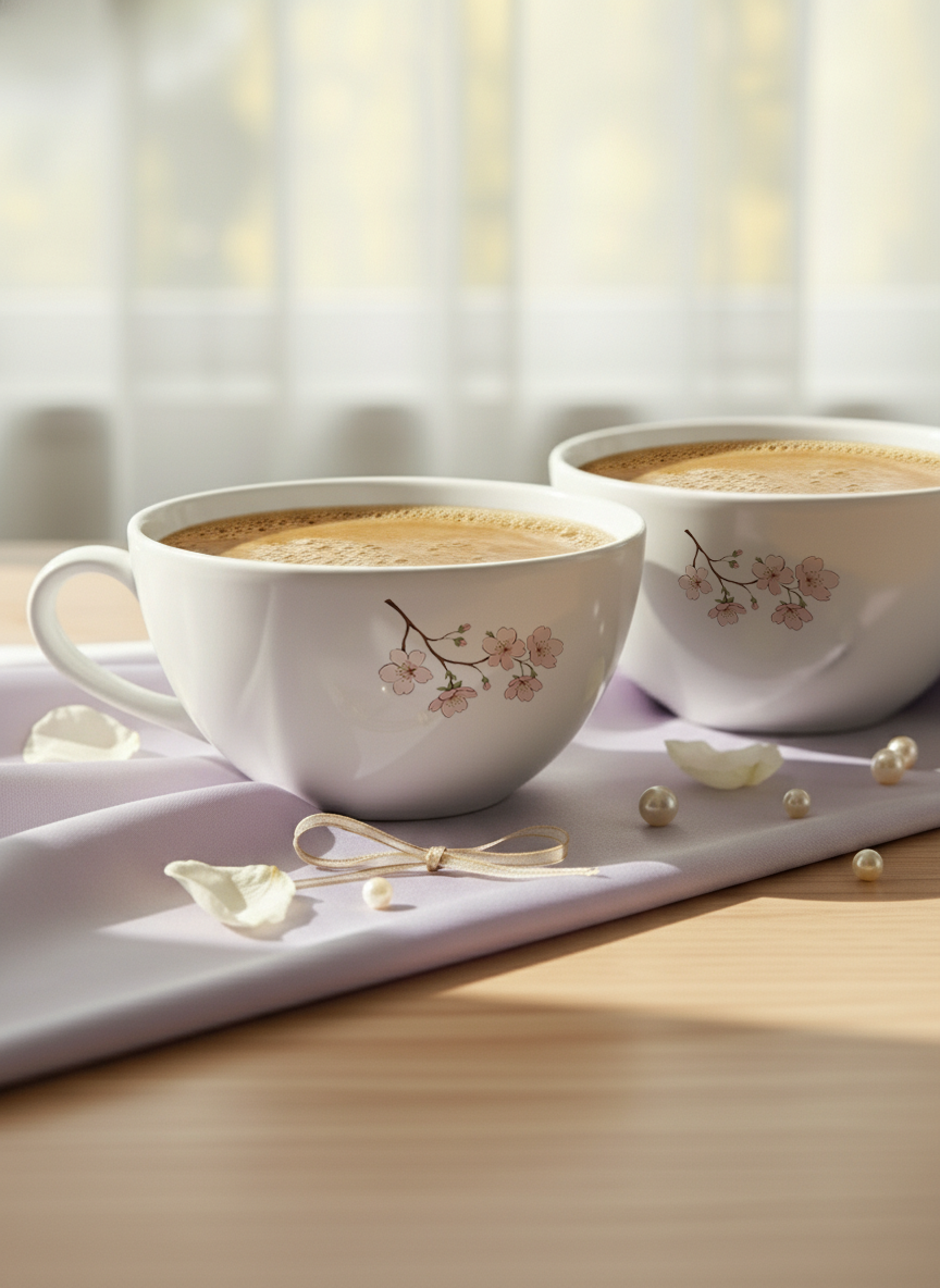 Brawny Ceramic Cups | 250ml |Floral Peace Permanent Print | Premium Brawny Ceramic Cups