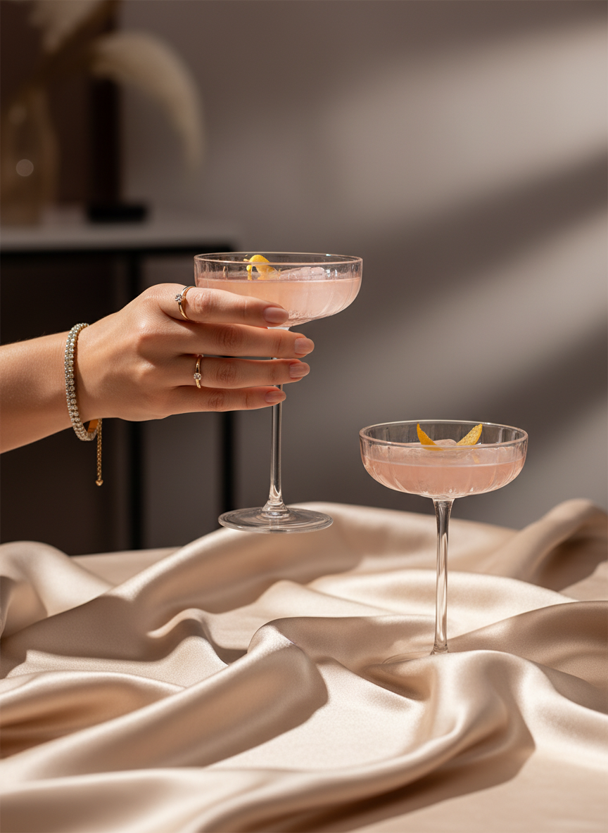 Premium Aurea Coupe Cocktail Glasses Set Of 2 | Elegant Stemware for Cocktails, Desserts & Celebrations