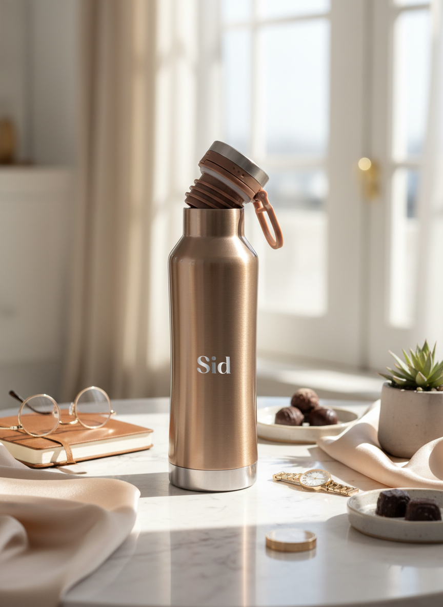Personalized Elora Flip Top Lock Insulated Bottle – 750ml & 1000ml | 12hrs+ Hot & Cold | Premium Gifting | 3 Stunning Colors| 1 litre bottles