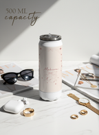 Personalized Ivora Metal Can Sipper 500 ML | Blush Bow Romance Print | Double Walled Hot & Cold Tumbler