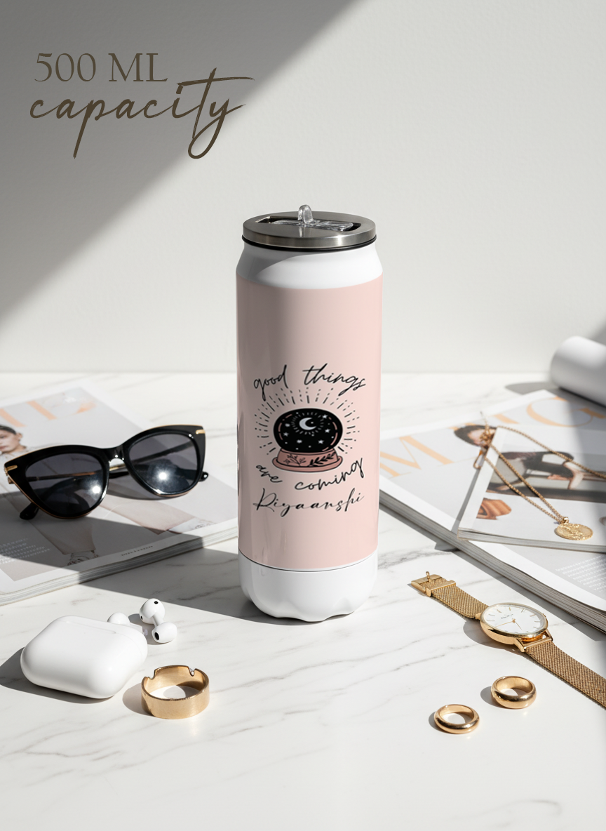 Personalized Ivora Metal Can Sipper 500 ML | Celestial Promise Print | Double Walled Hot & Cold Tumbler