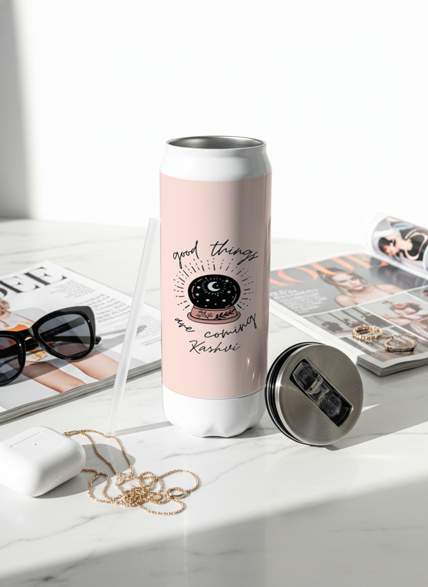 Personalized Ivora Metal Can Sipper 500 ML | Celestial Promise Print | Double Walled Hot & Cold Tumbler