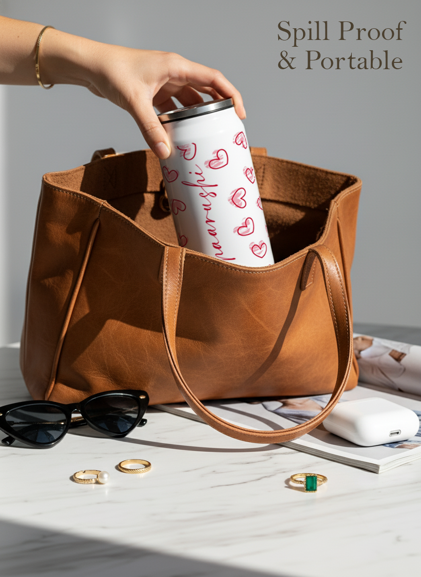 Personalized Ivora Metal Can Sipper 500 ML | Sweetheart Sketch Print | Double Walled Hot & Cold Tumbler