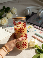 Clear Grande Sipper 650ml|Sweet Petals Print| 600ml Coffee Tumbler with Straw and Lid