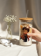 Ripple Taille Sipper 500ml| Cute Potter Print | 18oz Ripple Glass Tumbler with lid and straw