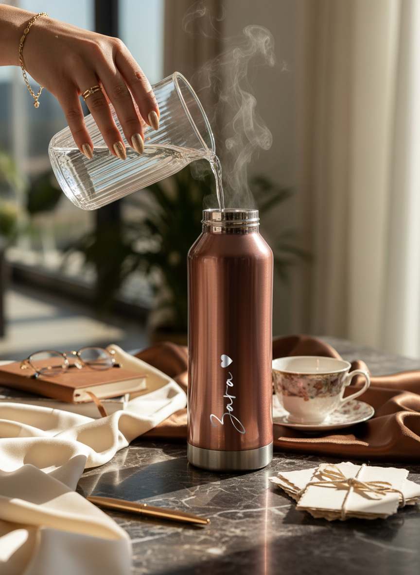 Personalized Elora Flip Top Lock Insulated Bottle – 750ml & 1000ml | 12hrs+ Hot & Cold | Premium Gifting | 3 Stunning Colors| 1 litre bottles