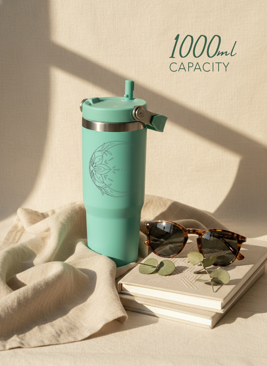 WayFay Tumbler Double Walled Insulated 12 hrs+ 1000 ML | 7 Colors|Cresent Aura | 1 Litre 1219 Avenue