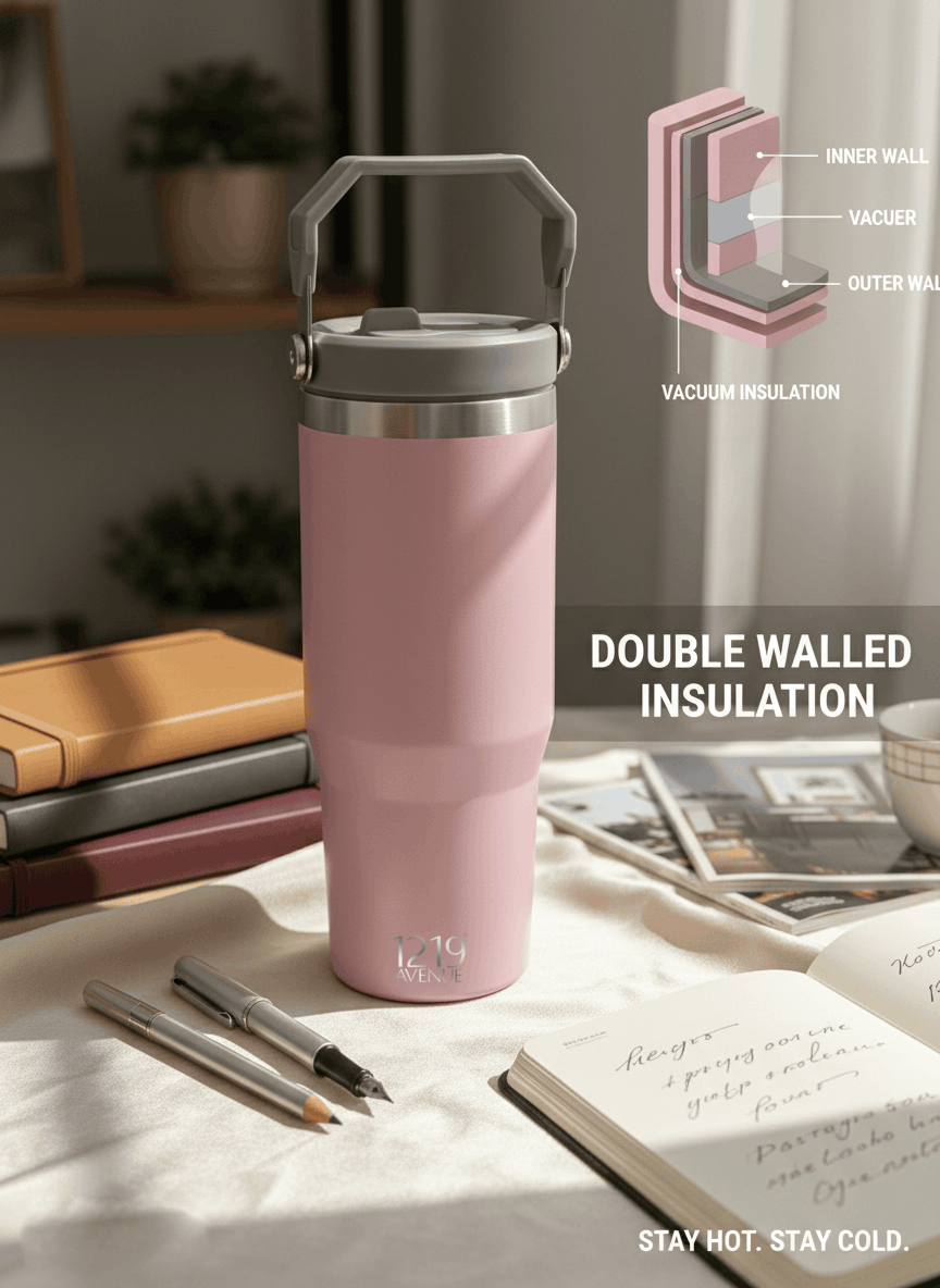 WayFay Tumbler Double Walled Insulated 12 hrs+ 1000 ML | 7 Colors| Premium Gifting | 1 Litre 1219 Avenue