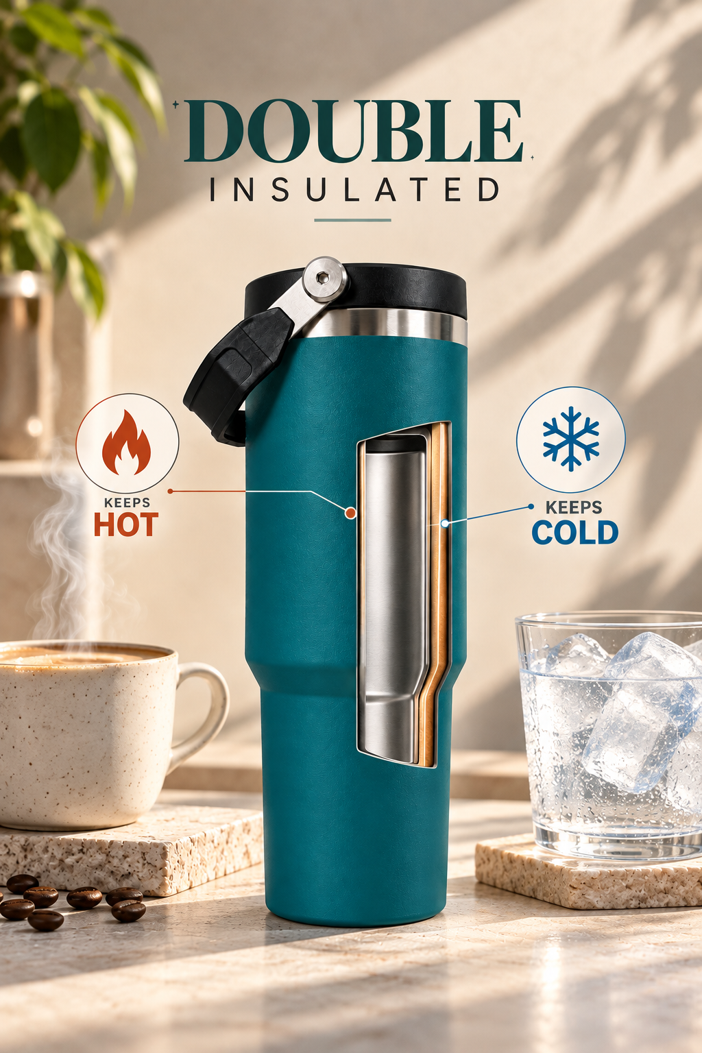 WayFay Tumbler Double Walled Insulated 12 hrs+ 1000 ML | 7 Colors| Premium Gifting | 1 Litre 1219 Avenue